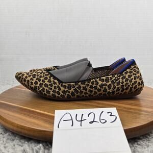 Rothy's Womens 7 The Point Leopard Print Knit Lifestyle Daily Pointed Toe Flat